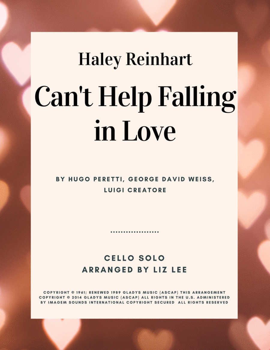 Can't Help Falling In Love Cello Solo scores gallery preview page 1