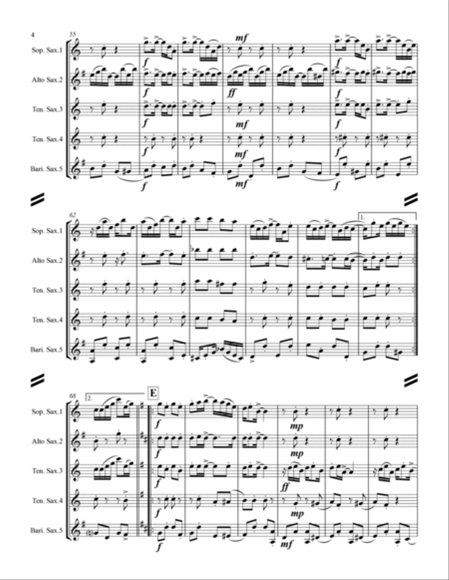 Joplin - “Maple Leaf Rag” (for Saxophone Quintet SATTB) image number null