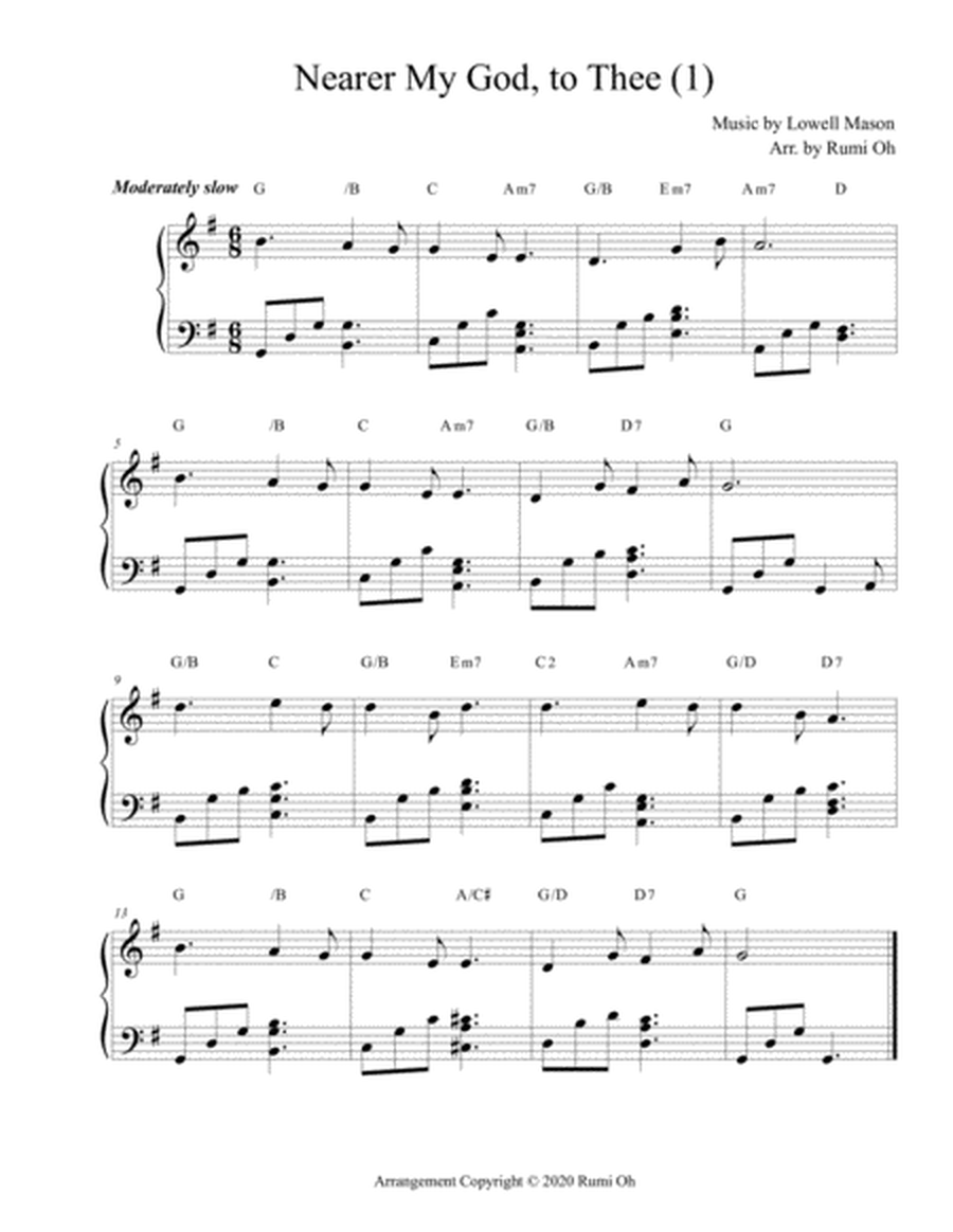 [Nearer My God, to Thee] Favorite hymns arrangements with 3 levels of difficulties for beginner and image number null