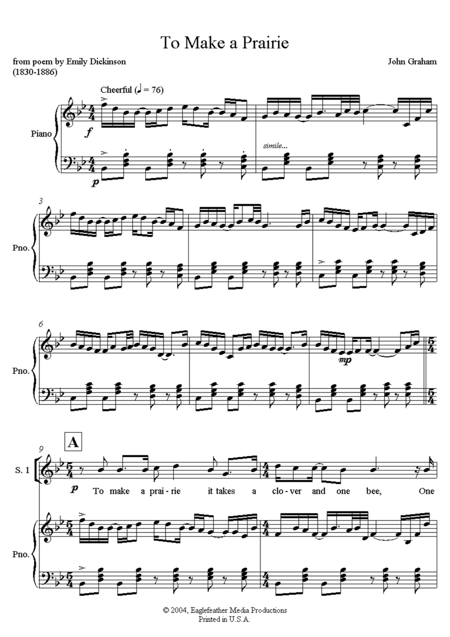 To Make a Prairie - for choir and piano 2-Part scores gallery preview page 1