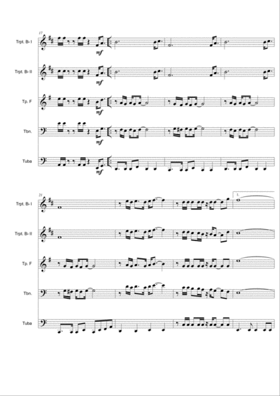 Gonna Fly Now Brass Ensemble scores gallery preview page 3