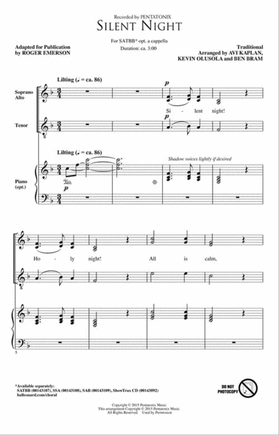 Silent Night A Cappella scores gallery preview page 2