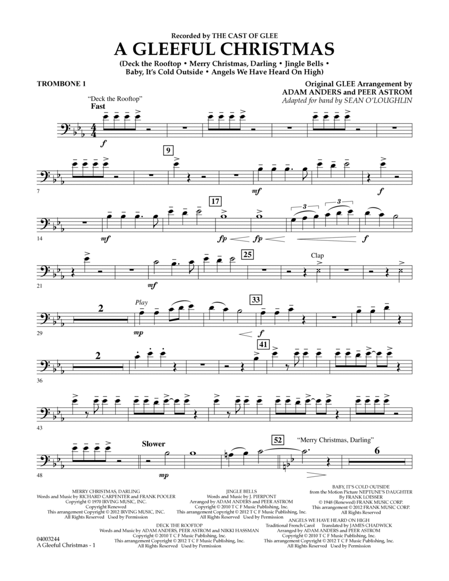 A Gleeful Christmas - Trombone 1 Concert Band scores gallery preview page 1