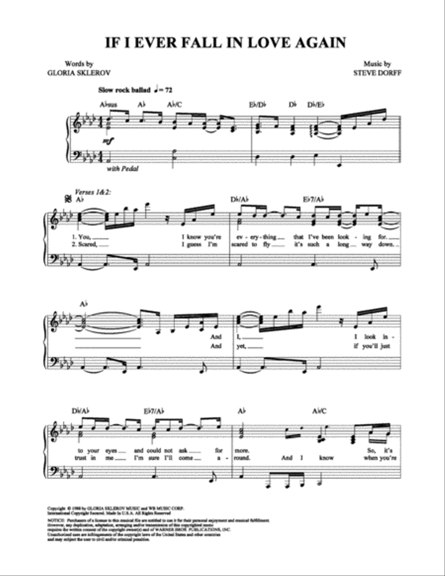 If I Ever Fall in Love Again Piano, Vocal, Guitar scores gallery preview page 1