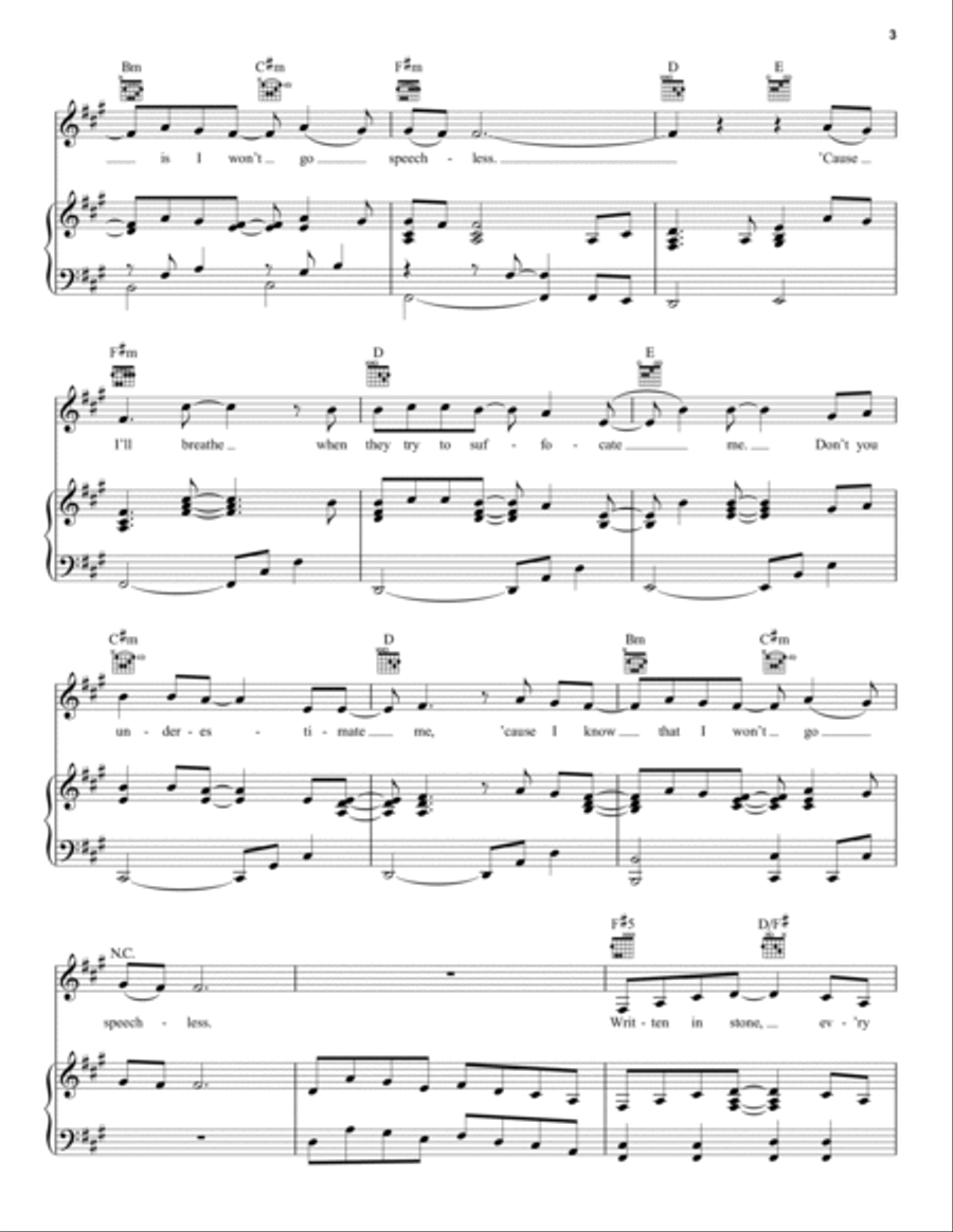 Speechless (from Disney's Aladdin) Piano, Vocal, Guitar scores gallery preview page 3