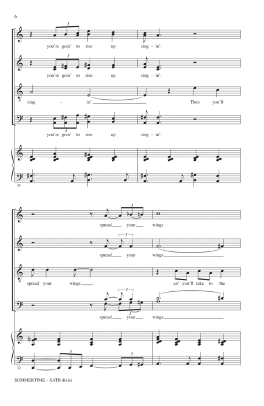 Summertime (arr. Mac Huff) 4-Part scores gallery preview page 5