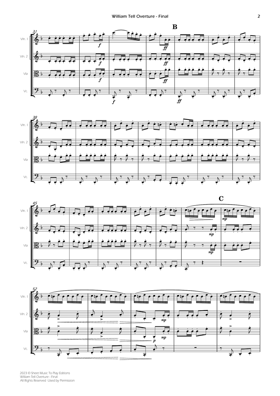 William Tell Overture - String Quartet (Full Score) - Score Only String Quartet scores gallery preview page 4