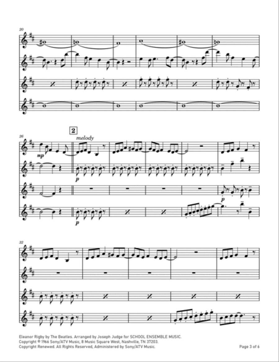 Eleanor Rigby Eleanor Rigby Clarinet Quartet scores gallery preview page 3