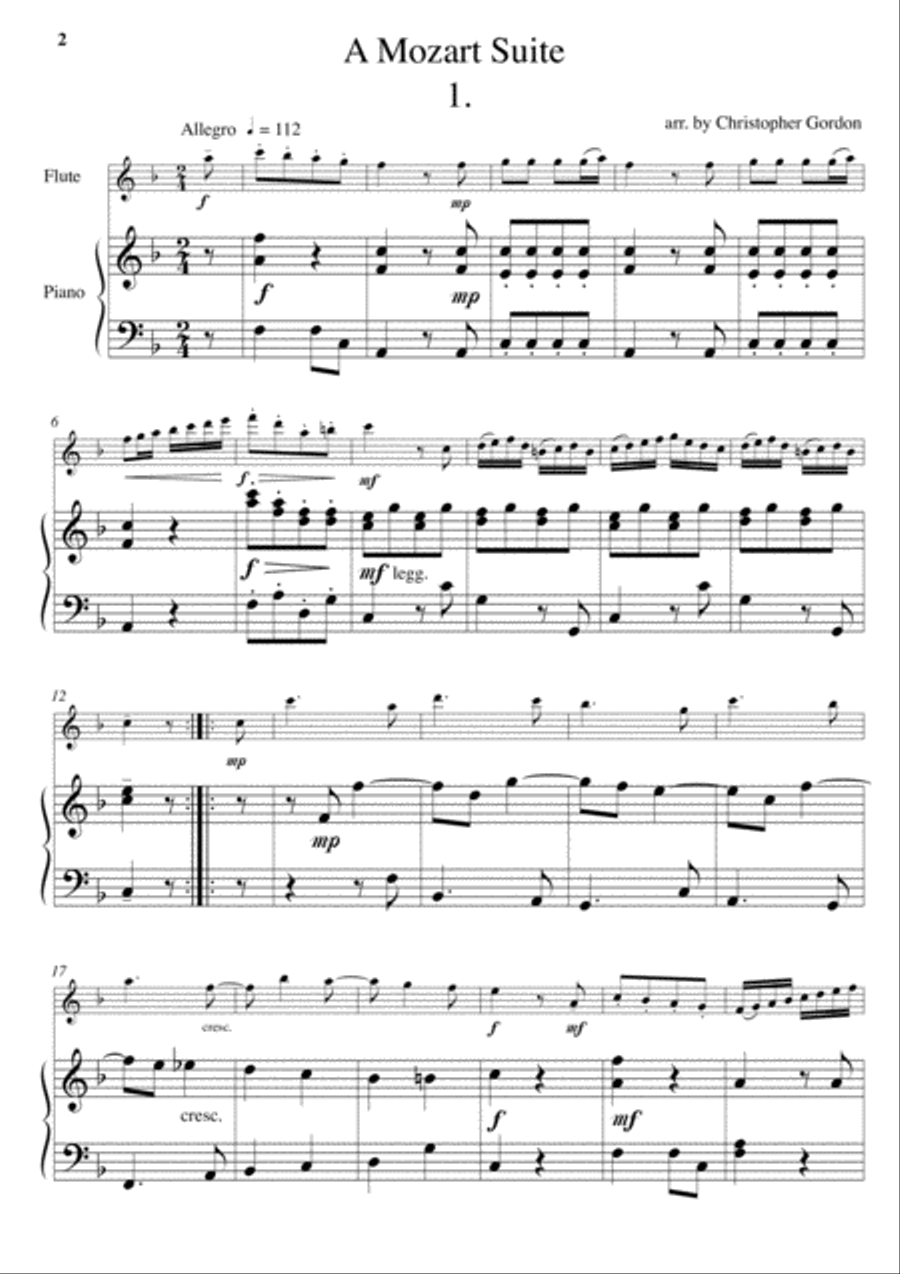 A Mozart Suite (for Flute and Piano) Woodwind Duet scores gallery preview page 1