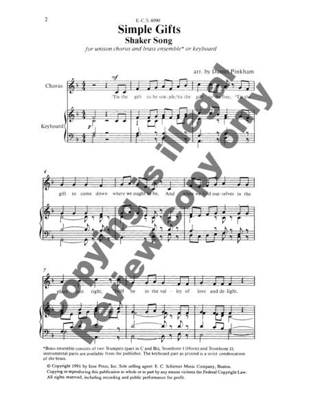 Simple Gifts (Choral Score)