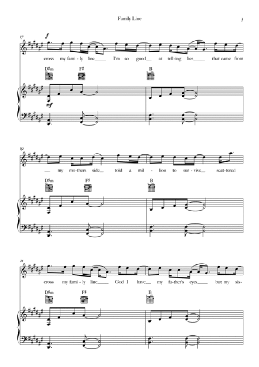 Family Line Piano, Vocal, Guitar scores gallery preview page 3