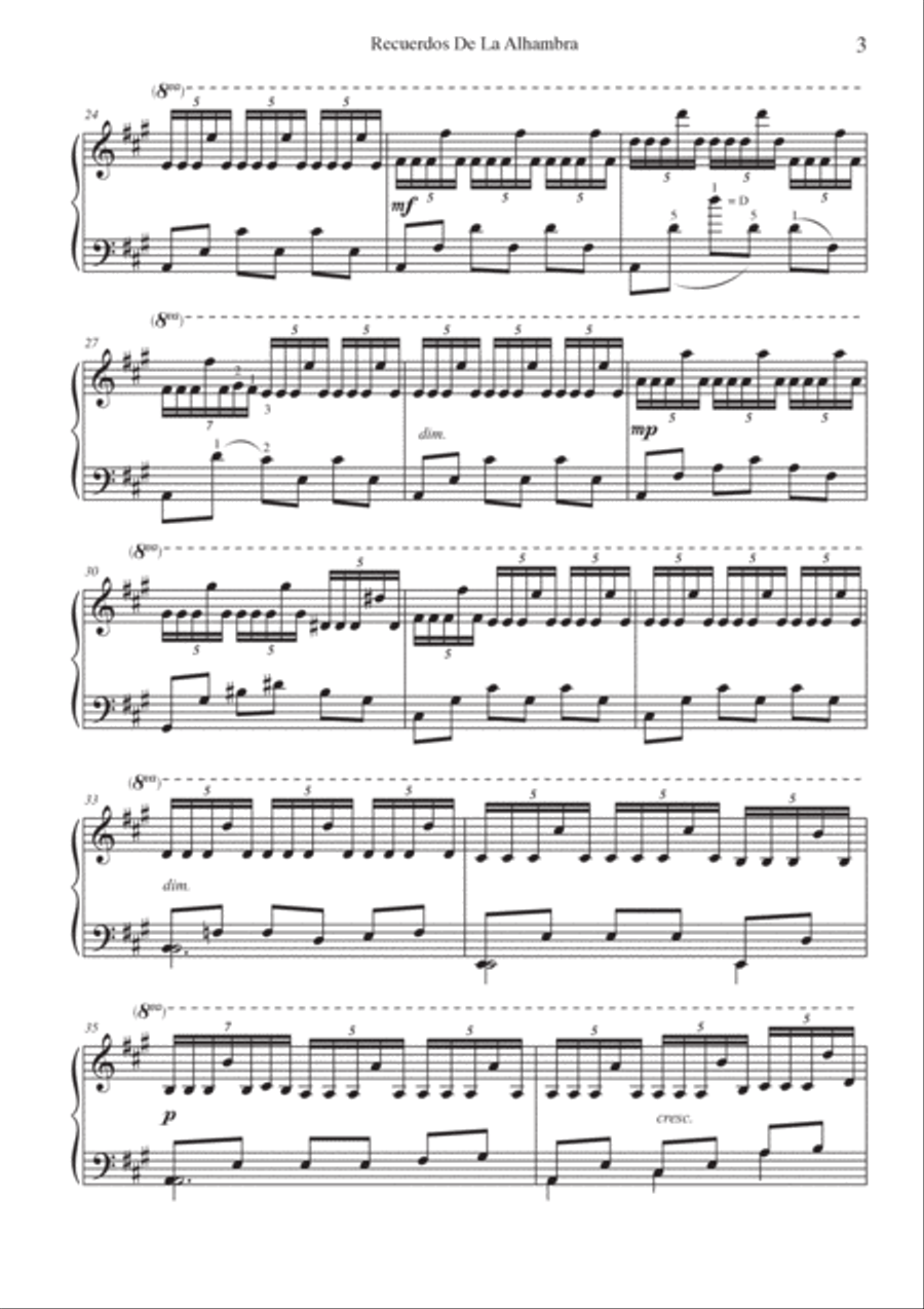 Recuerdos de la Alhambra Piano Solo scores gallery preview page 4