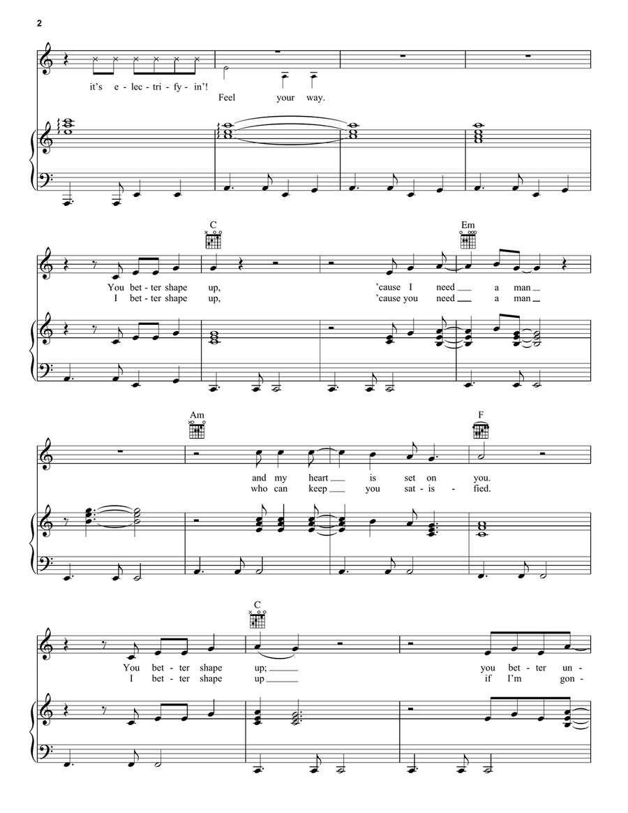You're The One That I Want (from Grease) Piano, Vocal, Guitar scores gallery preview page 2