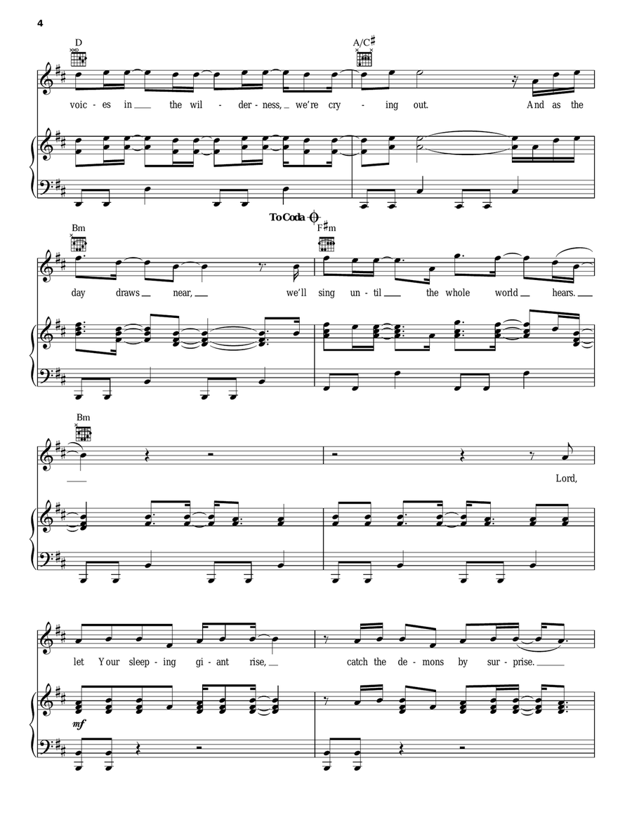 Until The Whole World Hears Piano, Vocal, Guitar scores gallery preview page 4