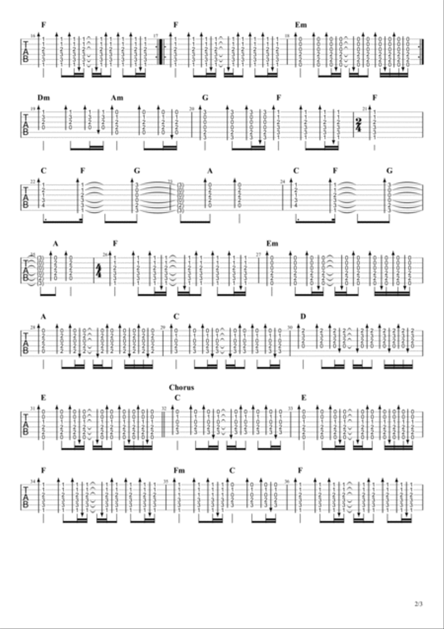 Space Oddity Guitar Tablature scores gallery preview page 2