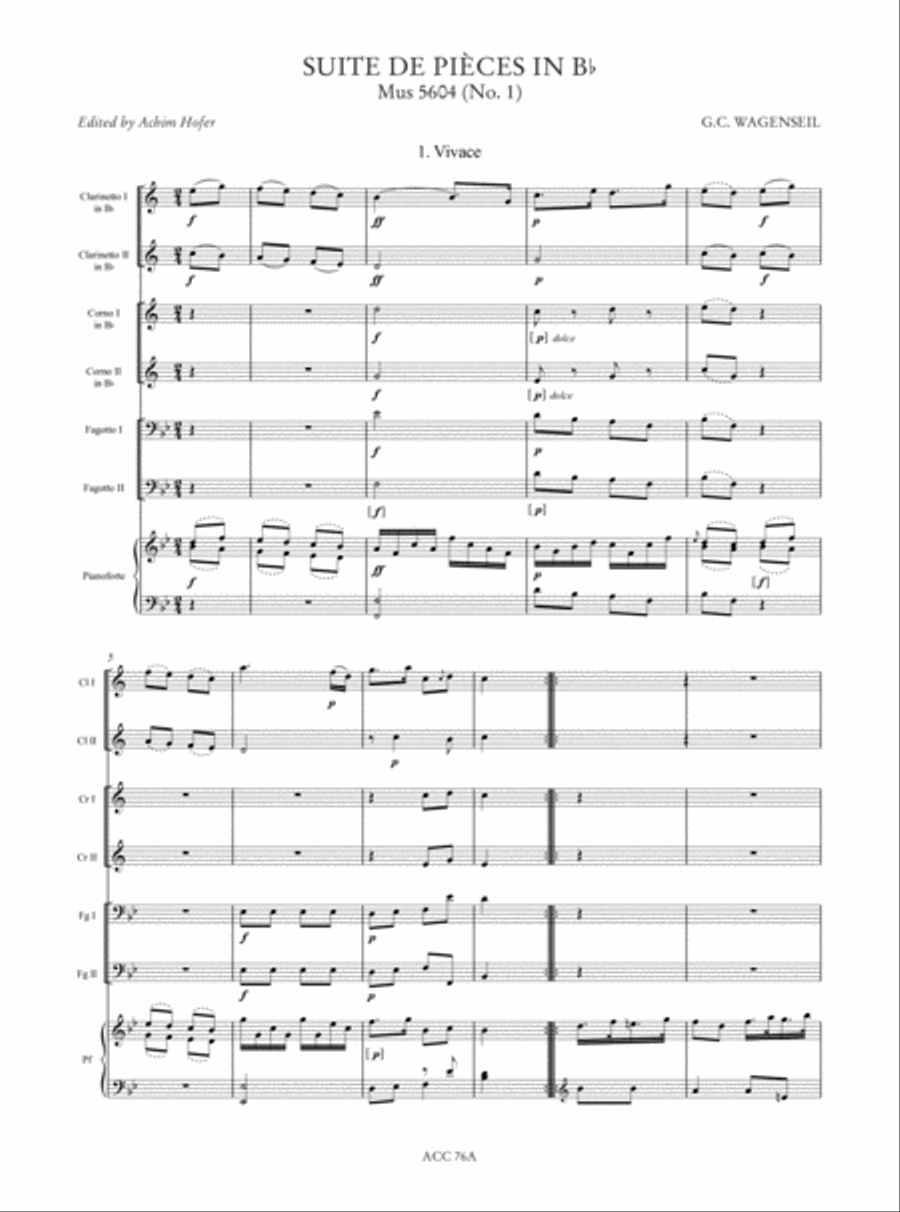 Suites de Pièces (Schwerin Ms. Mus 5602-5606) for 2 Clarinets, 2 Horns, 2 Bassoons and Piano Bassoon scores gallery preview page 7