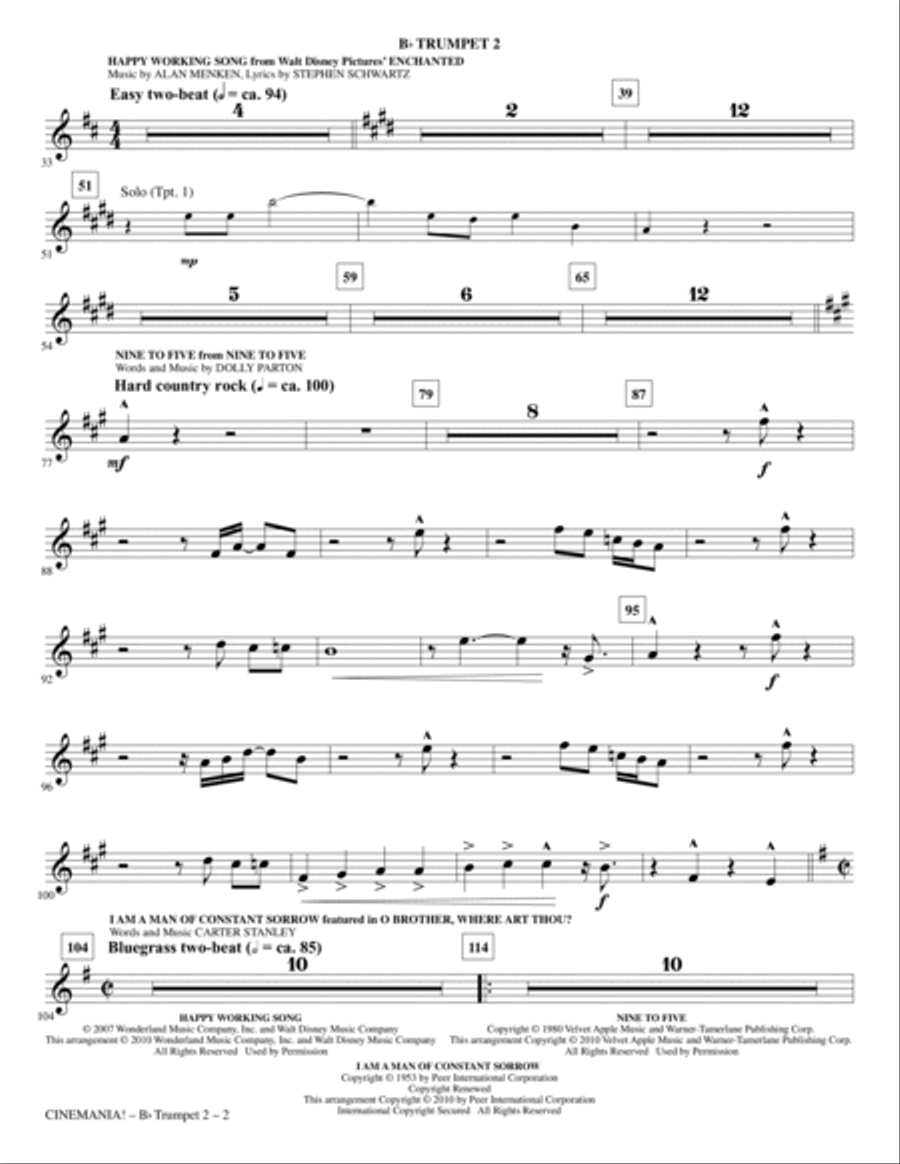 Cinemania! Movie Blockbusters In Concert (Medley) - Bb Trumpet 2 Choir scores gallery preview page 2