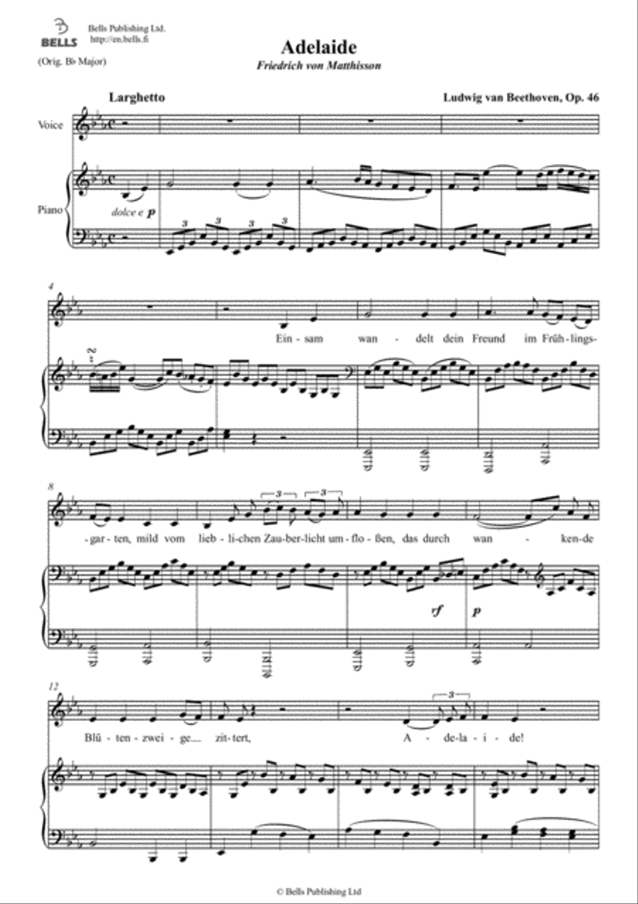 Adelaide, Op. 46 (E-flat Major) Voice Solo scores gallery preview page 1