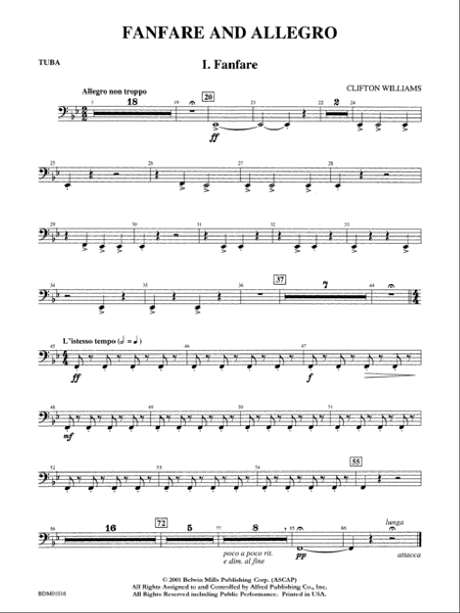 Fanfare and Allegro: Tuba Concert Band scores gallery preview page 1