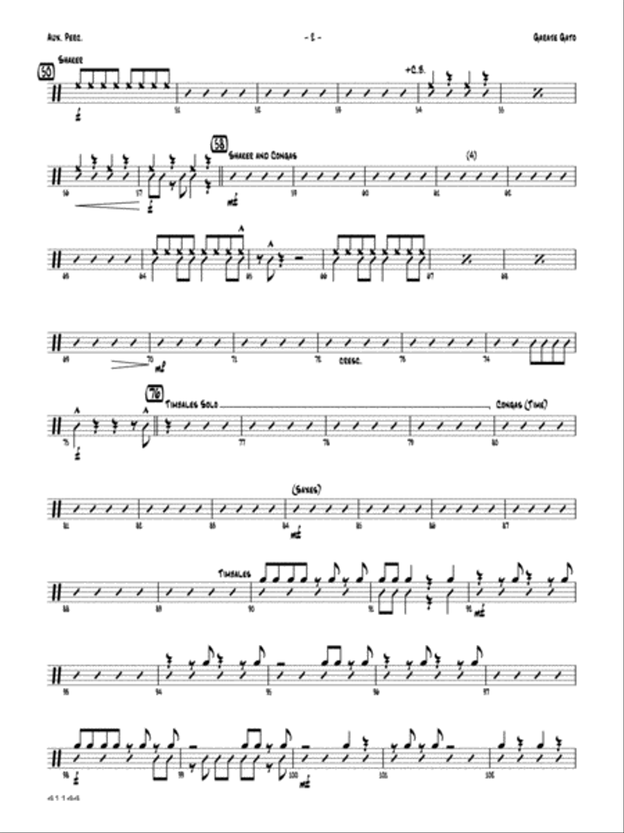 Garaje Gato: 1st Percussion Jazz Ensemble scores gallery preview page 2