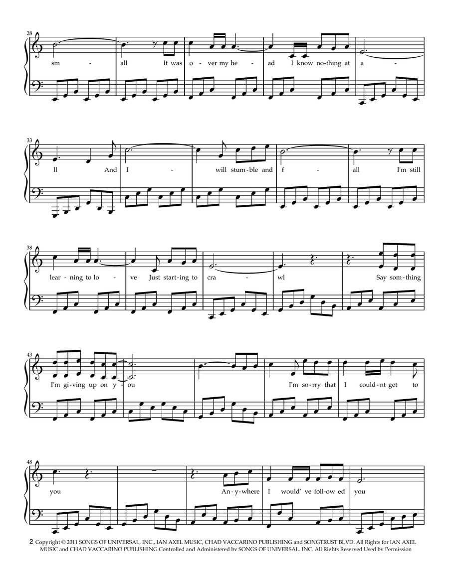 Say Something Piano Solo scores gallery preview page 2
