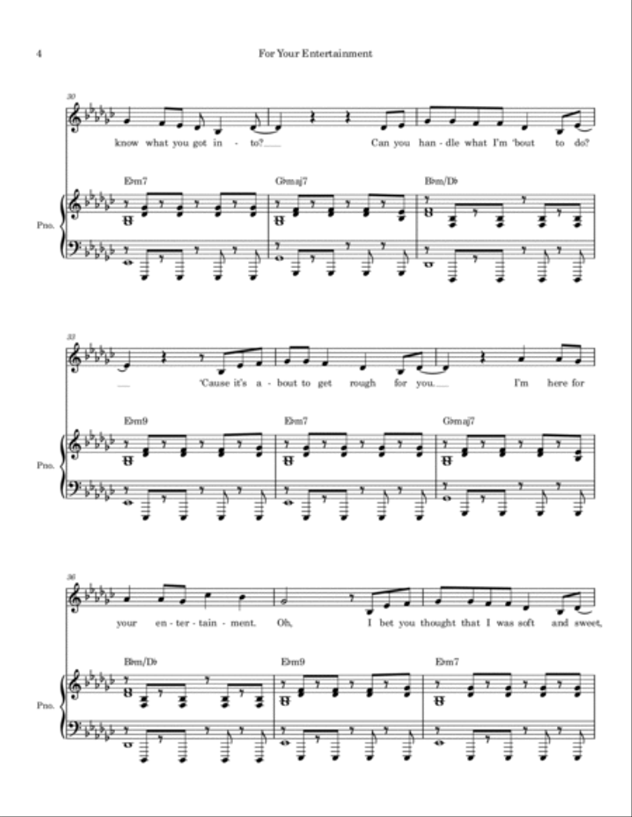 For Your Entertainment Piano, Vocal, Guitar scores gallery preview page 4