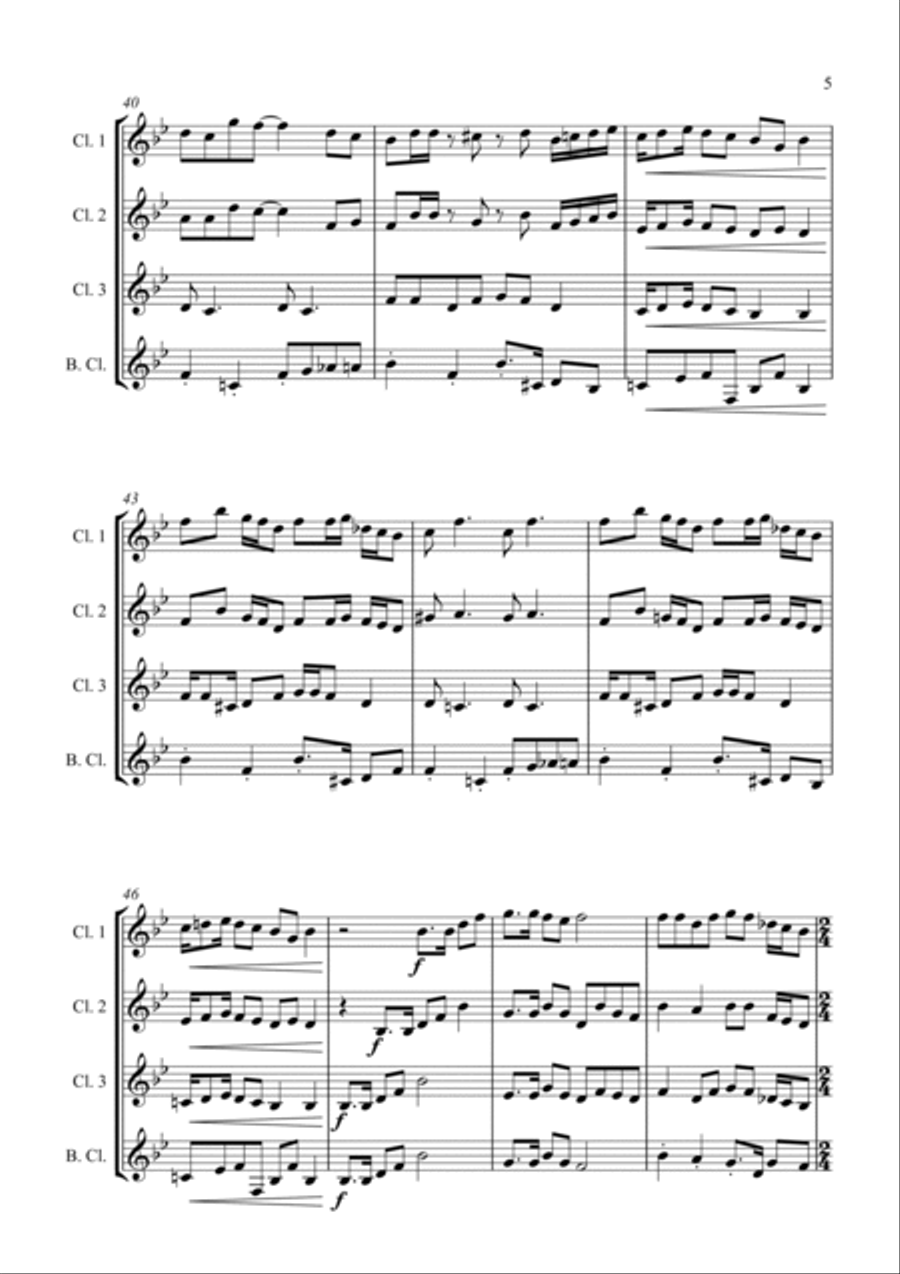 Camptown Races - For Clarinet Quartet Clarinet Quartet scores gallery preview page 5