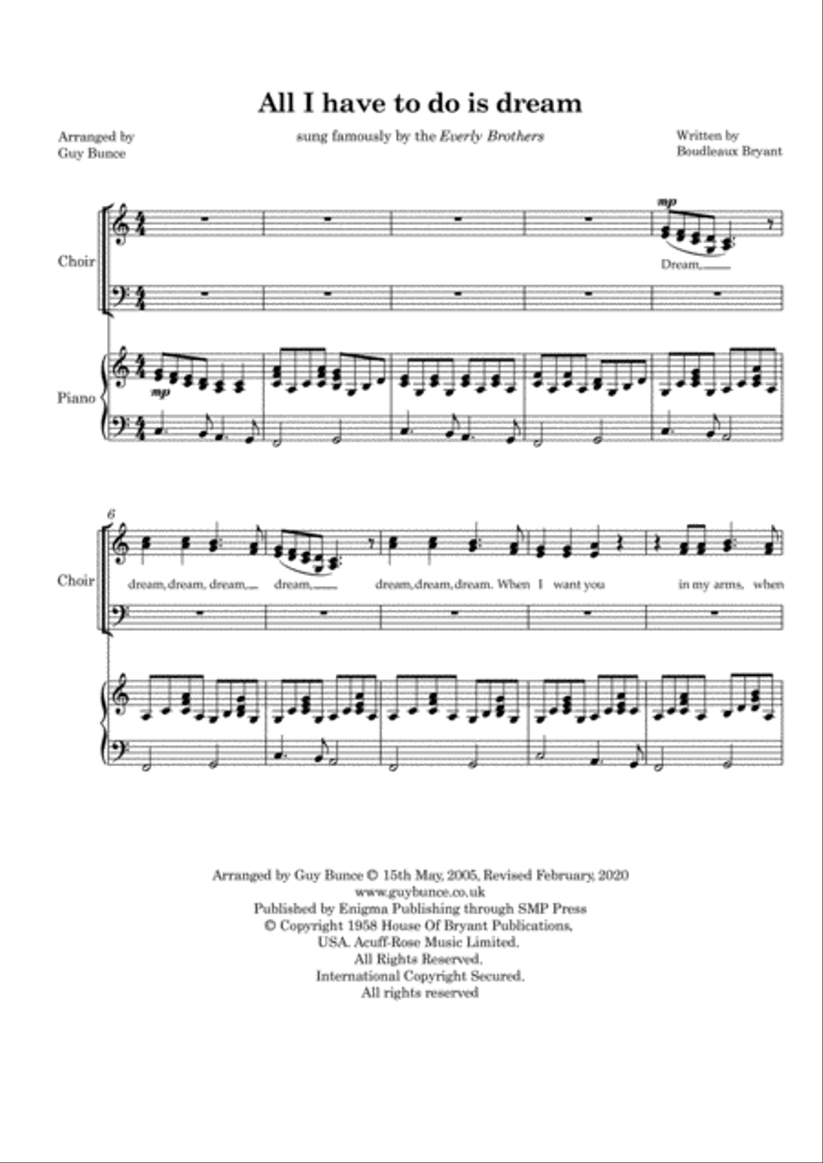 All I Have To Do Is Dream 4-Part scores gallery preview page 3