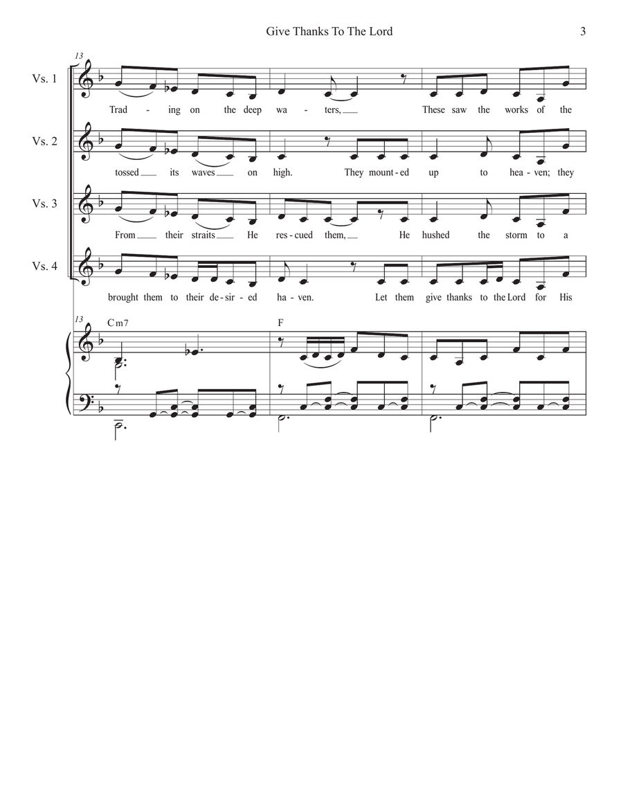 Give Thanks To The Lord (Psalm 107) (Vocal solo) Piano, Vocal scores gallery preview page 3