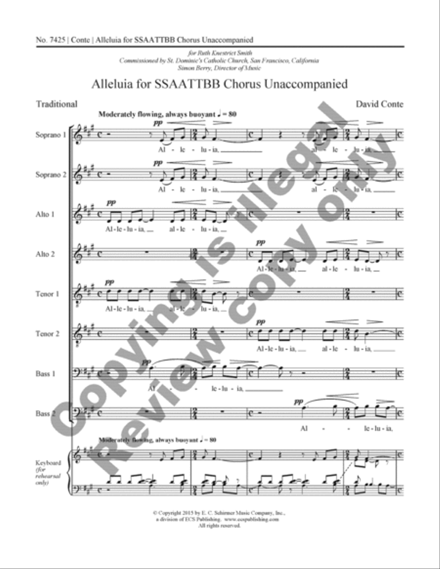 Alleluia for SSAATTBB Chorus Unaccompanied SSAATTBB scores gallery preview page 2
