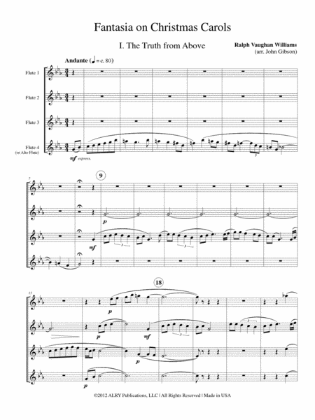 Fantasia on Christmas Carols for Flute Quartet