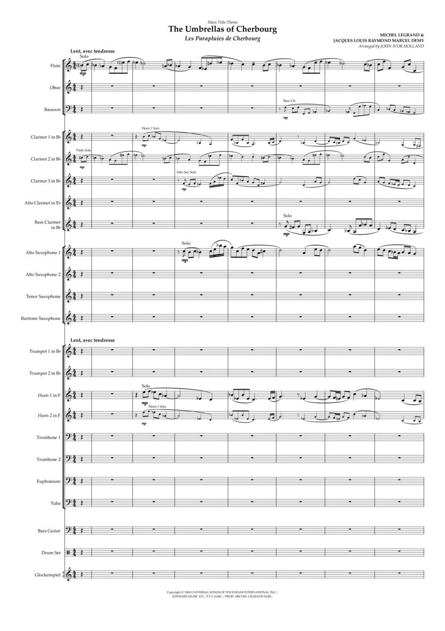 Umbrellas Of Cherbourg Concert Band scores gallery preview page 1