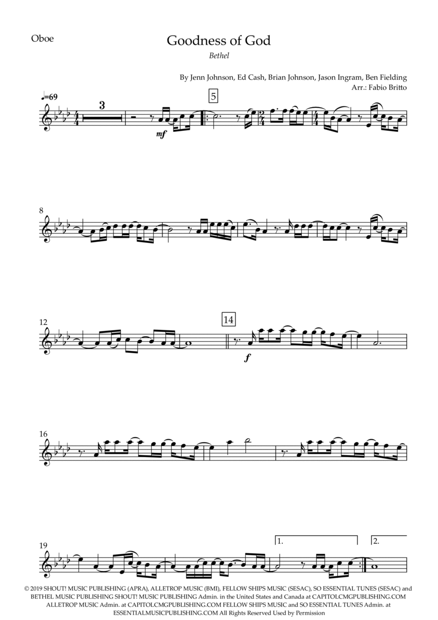 Goodness Of God Oboe Solo scores gallery preview page 1