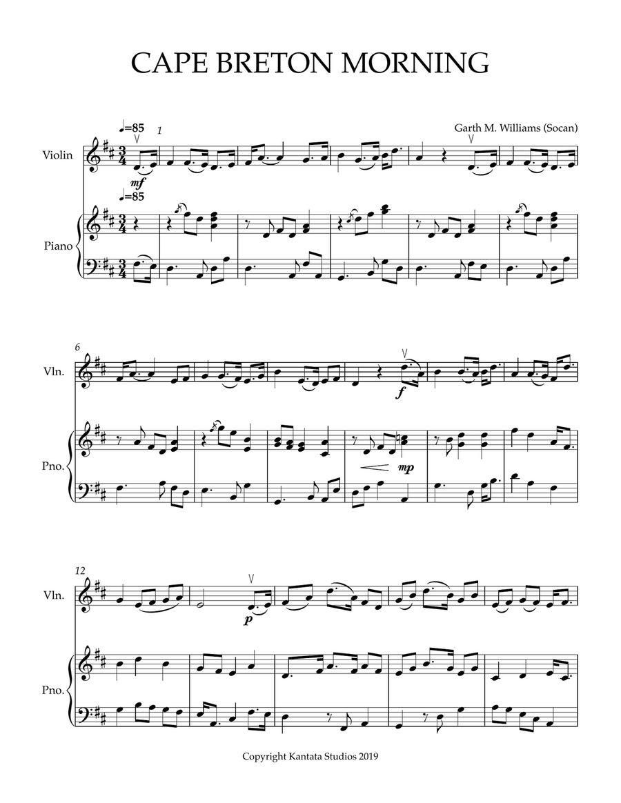 CAPE BRETON MORNING CAPE BRETON MORNING Violin Solo scores gallery preview page 1
