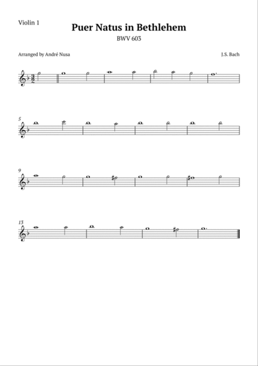 Puer Natus in Bethlehem BWV 603 String Quartet scores gallery preview page 3