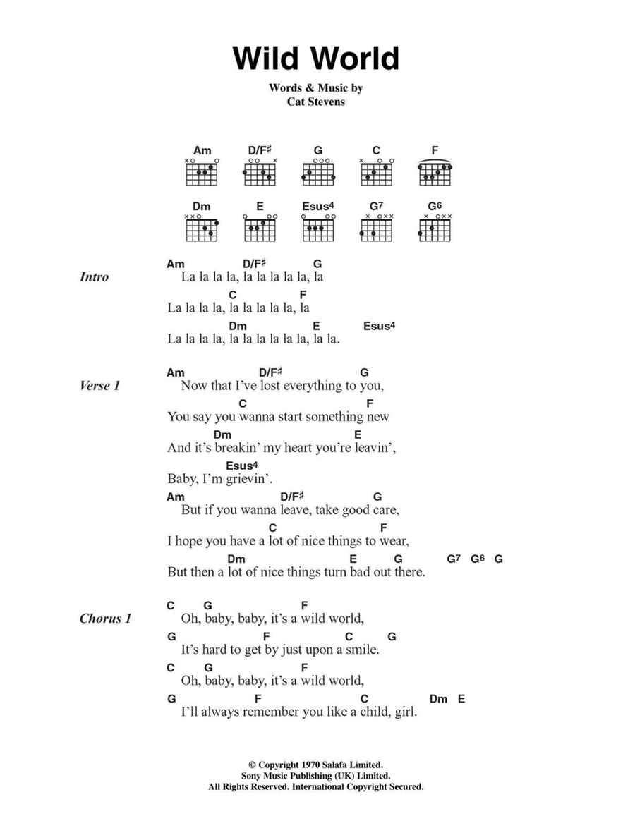Wild World Wild World Acoustic Guitar scores gallery preview page 1