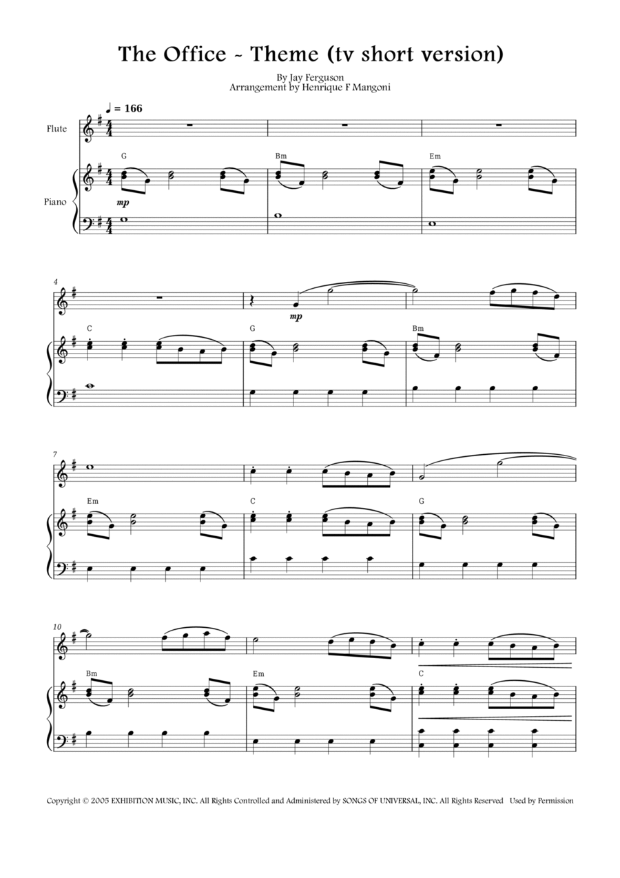 The Office - Theme Flute Solo scores gallery preview page 1