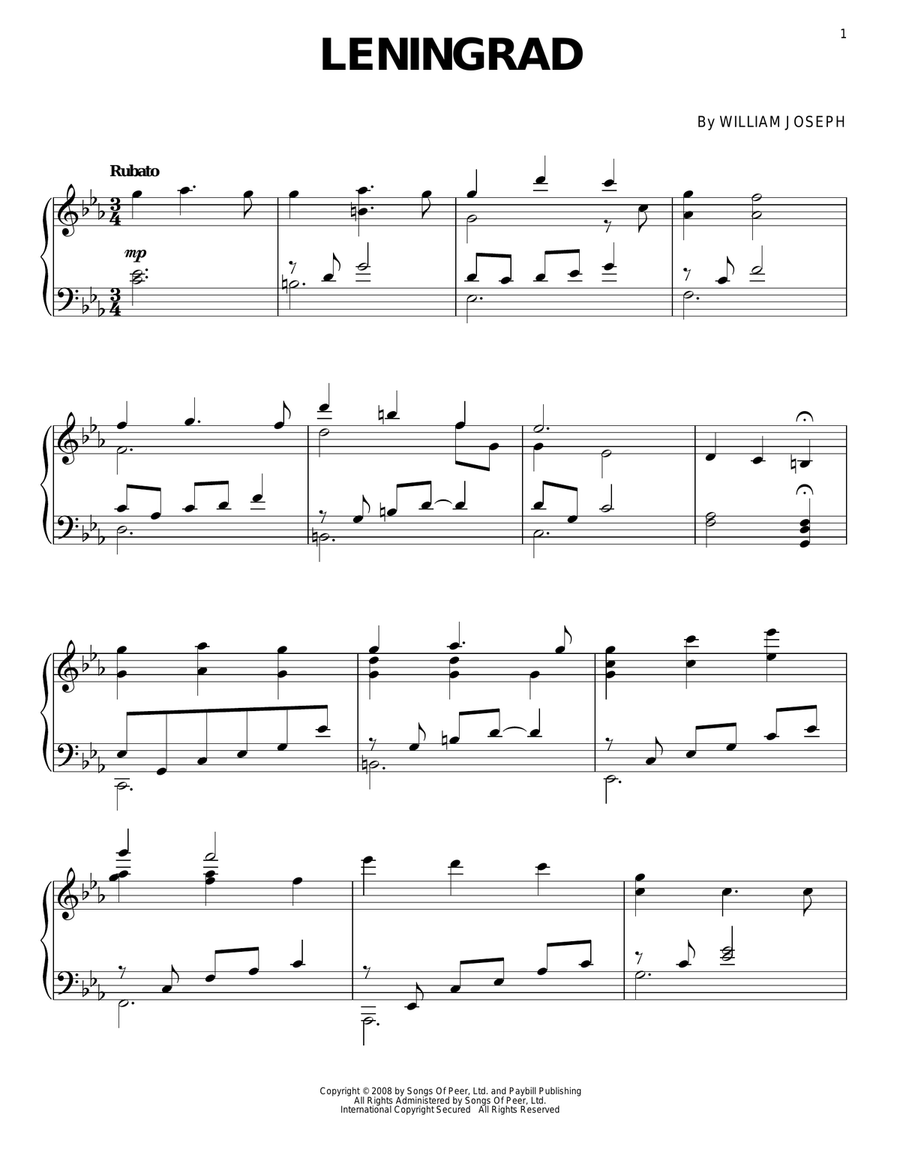 Leningrad Leningrad Piano Solo scores gallery preview page 1