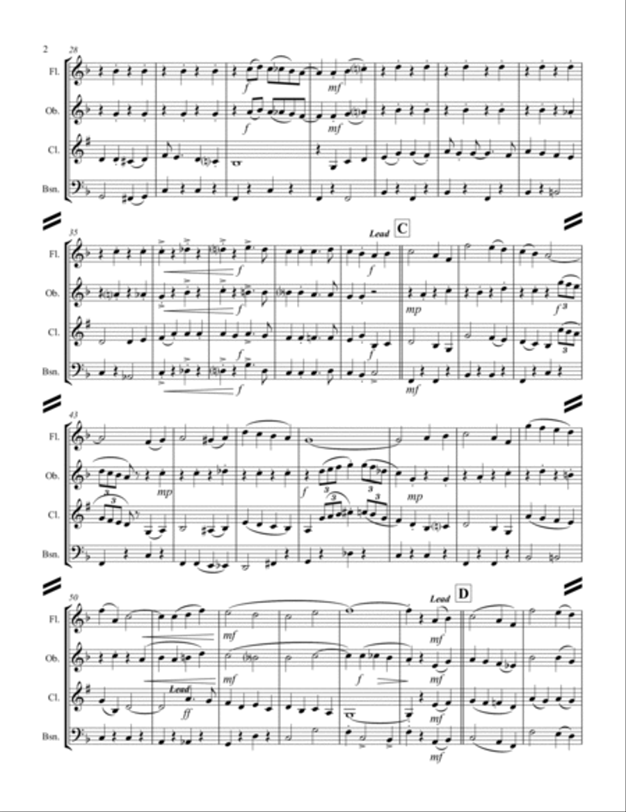 (There's No Place Like) Home For The Holidays Woodwind Quartet scores gallery preview page 3