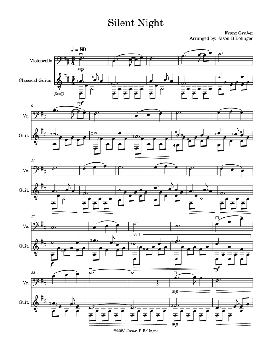 Silent Night Silent Night String Duet scores gallery preview page 1