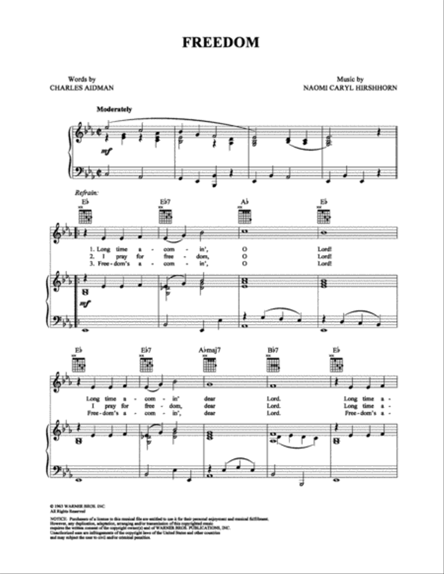 Freedom Freedom Piano, Vocal, Guitar scores gallery preview page 1