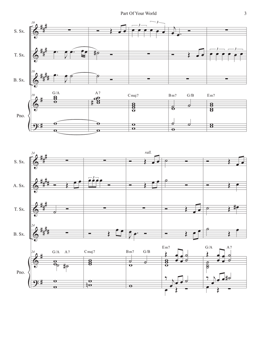 Part Of Your World Saxophone Quartet scores gallery preview page 3