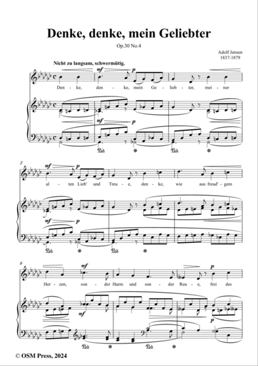 A. Jensen-Denke,denke,mein Geliebter,Op.30 No.4,in G flat Major Voice scores gallery preview page 2