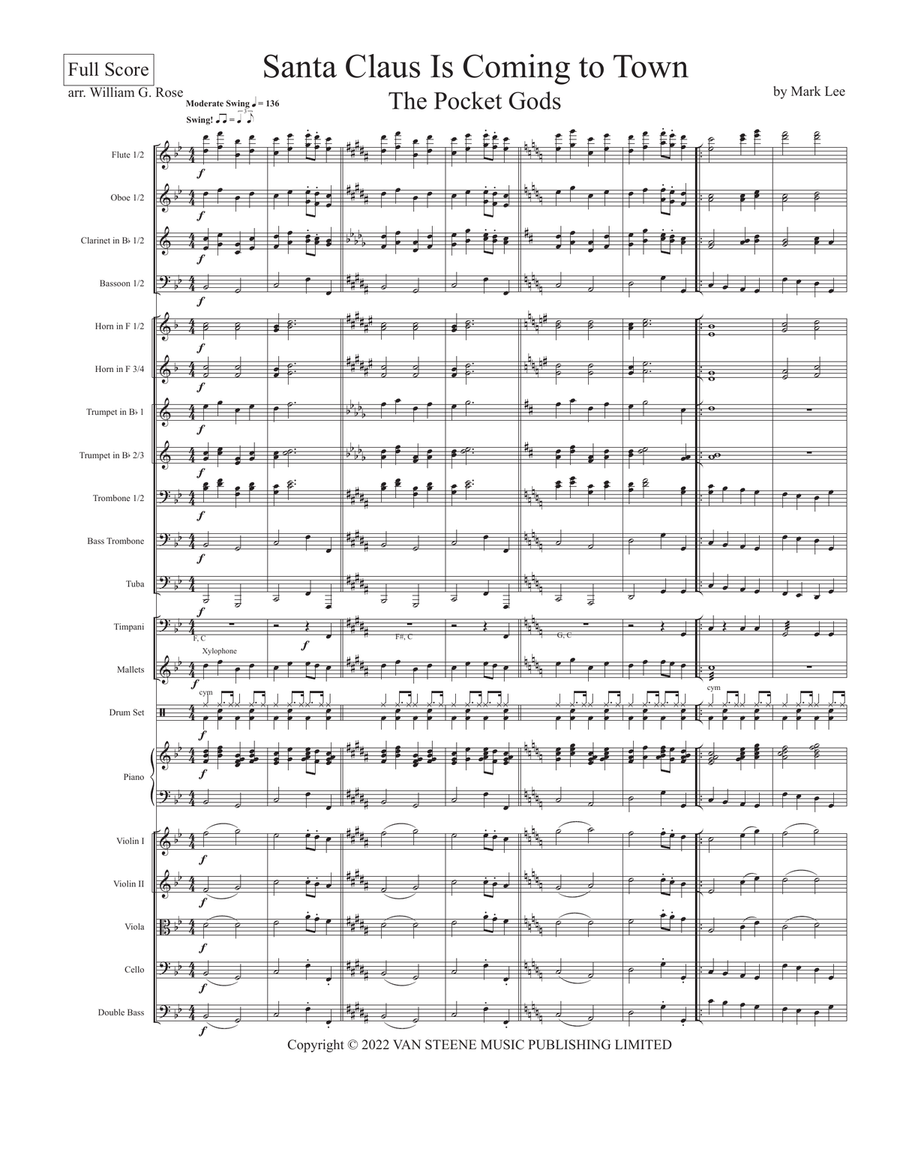 Santa Claus Is Coming To Town Full Orchestra scores gallery preview page 1
