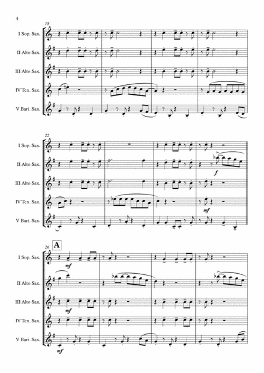 Speedy Gonzales Saxophone Quintet scores gallery preview page 5