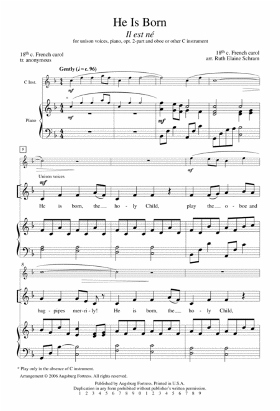 He Is Born Unison Choir scores gallery preview page 2