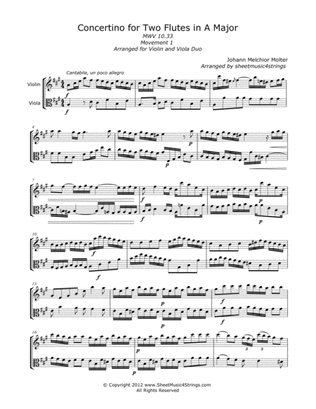 Molter, J. - Concertino (Mvt. 1) for Violin and Viola