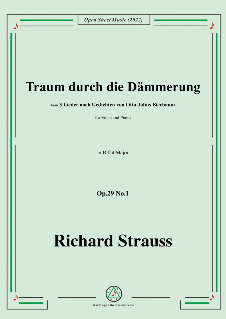 Richard Strauss-Traum durch die Dämmerung,in B flat Major Voice scores gallery preview page 1