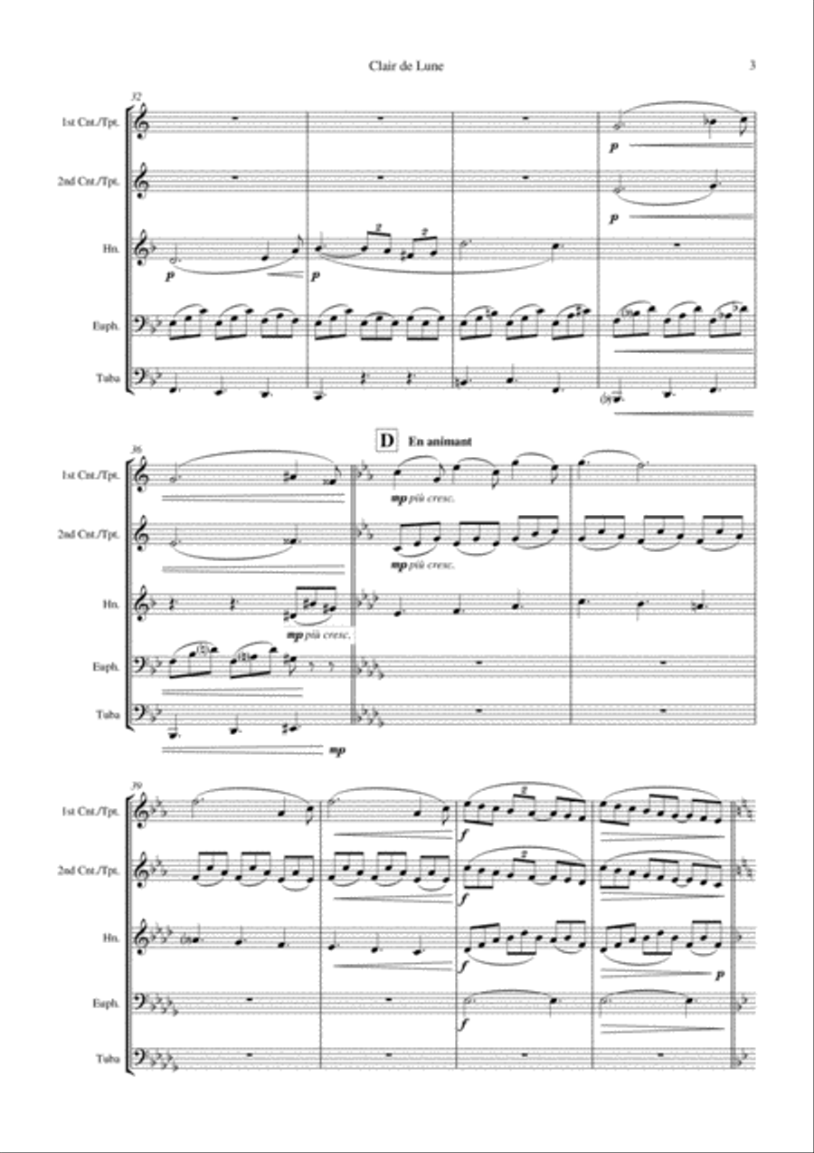 Clair de Lune (Claude Debussy) - Brass Quintet Brass Quintet scores gallery preview page 5