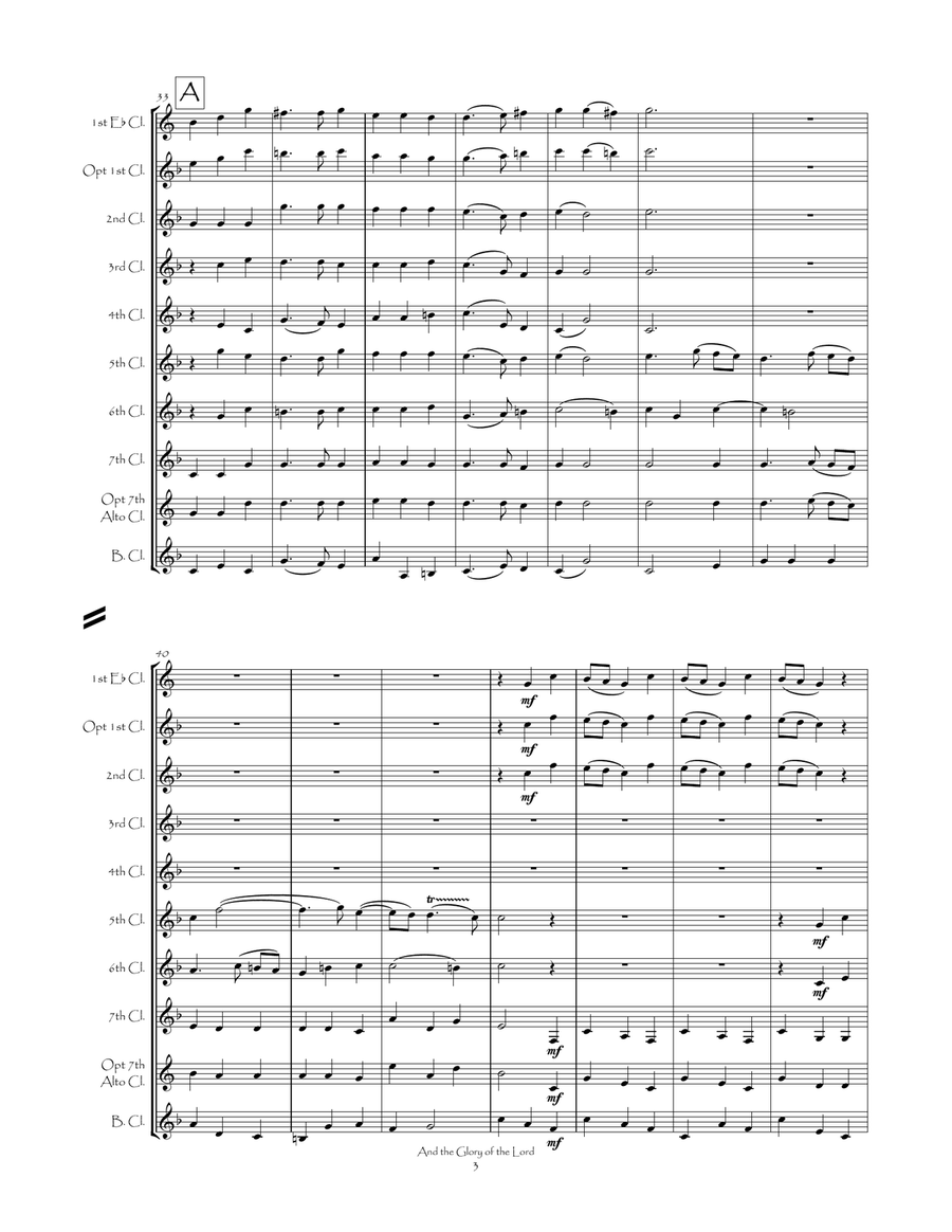 And the Glory of the Lord from The Messiah for Clarinet Choir Clarinet Choir scores gallery preview page 4